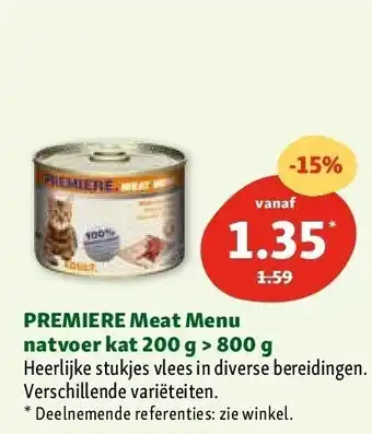 Maxi Zoo PREMIERE Meat Menu natvoer kat 200 g > 800 g aanbieding