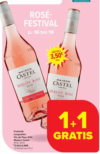 Carrefour Maison Castel Vin de Pays d'Oc Rosé, 2022 aanbieding