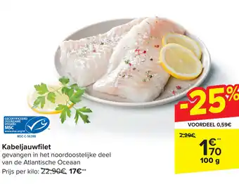 Carrefour Kabeljauwfilet 100g aanbieding