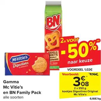 Carrefour Gamma Mc Vitie's en BN Family Pack 2 x 250g aanbieding