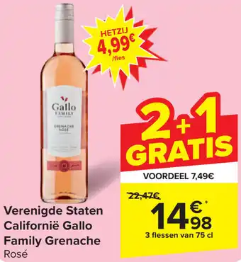 Carrefour Verenigde Staten Californië Gallo Family Grenache Rosé 3 flessen van 75 cl aanbieding