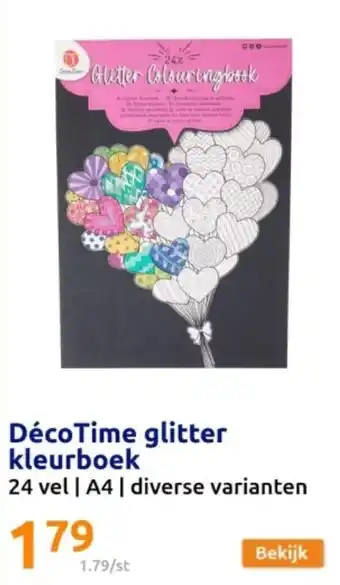 Action DécoTime glitter kleurboek 24 vel | A4 aanbieding