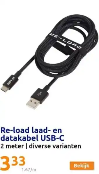 Action Re-load laad- en datakabel USB-C 2 meter | diverse varianten aanbieding