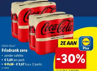 Lidl Coca-Cola Frisdrank zero 2 x 6 x 33cl nr.208615 aanbieding