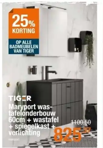 Cevo Maryport wastafelonderbouw 60cm + wastafel + spiegelkast verlichting aanbieding