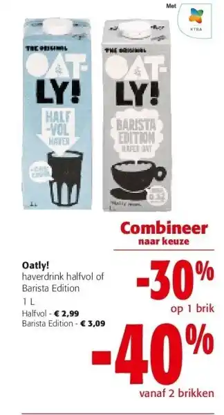 Colruyt Oatly! haverdrink halfvol of Barista Edition 1 L aanbieding