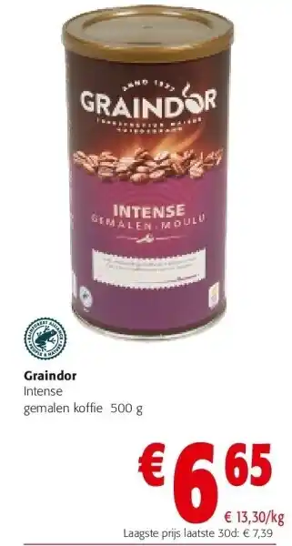 Colruyt Graindor Intense gemalen koffie 500 g aanbieding