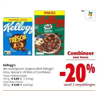 Colruyt Kellogg's alle ontbijtgranen (uitgezonderd Kellogg's Extra, Special K, All Bran of Cornflakes) Trésor melkchocolade aanbieding