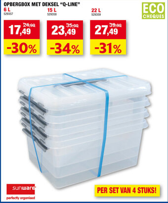 Hubo Opbergbox met deksel "Q Line" aanbieding