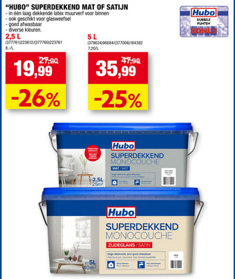 Hubo "Hubo" Superdekkend mat of satijn aanbieding