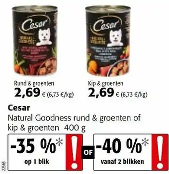 Colruyt Cesar natural goodness rund + groenten of kip + groenten aanbieding