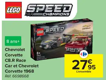Carrefour Lego Chevrolet Corvette C8.R Race Car et Chevrolet Corvette 1968 aanbieding