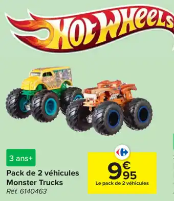 Carrefour Hot Wheels Pack de 2 vehicules Monster Trucks aanbieding