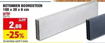 Hubo BETONNEN BOORDSTEEN 100 x 20 x 6 cm grijs aanbieding