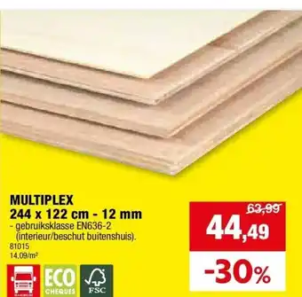 Hubo MULTIPLEX 244 x 122 cm - 12 mm aanbieding
