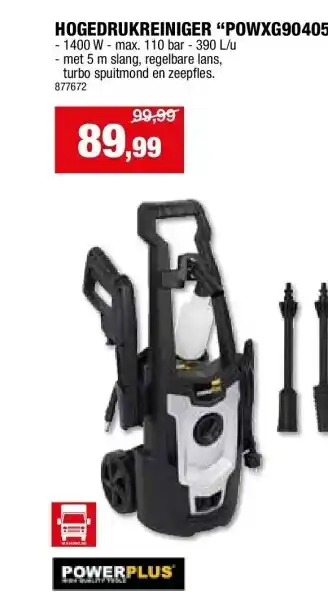 Hubo HOGEDRUKREINIGER “POWXG90405” aanbieding