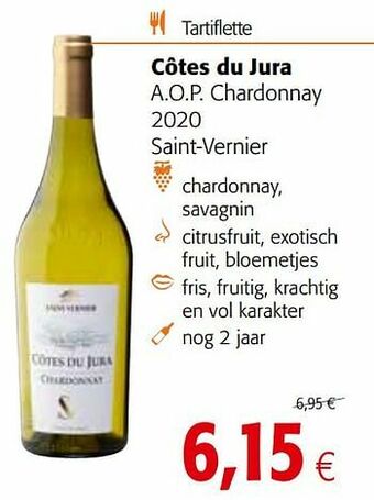 Colruyt Côtes du jura a.o.p. chardonnay 2020 saint-vernier aanbieding