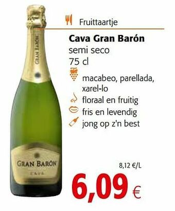Colruyt Cava gran barón semi seco aanbieding