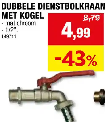 Hubo DUBBELE DIENSTBOLKRAAN MET KOGEL aanbieding