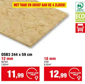 Hubo OSB3 244 x 59 cm 12 mm aanbieding