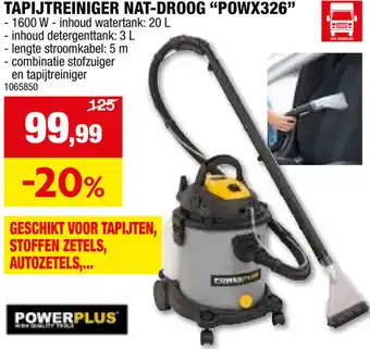 Hubo TAPIJTREINIGER NAT-DROOG POWX326 aanbieding