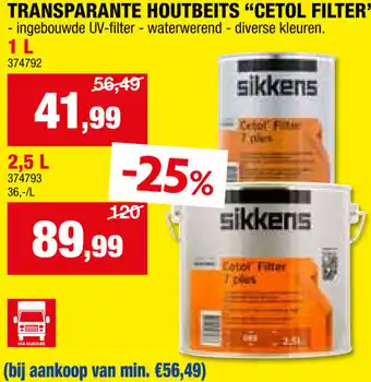 Hubo TRANSPARANTE HOUTBEITS CETOL FILTER 1L aanbieding