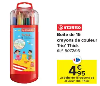 Carrefour Stabilo Boite de 15 crayons de couleur Trio' Thick aanbieding