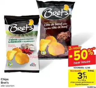 Carrefour Chips Bret's 2 x 125g aanbieding