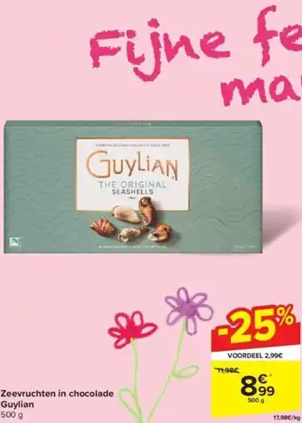 Carrefour Zeevruchten in chocolade Guylian 500 g aanbieding