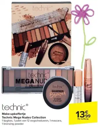 Carrefour Make-upkoffertje Technic Mega Nudes Collection aanbieding