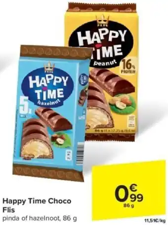 Carrefour Happy Time Choco Flis 86g aanbieding