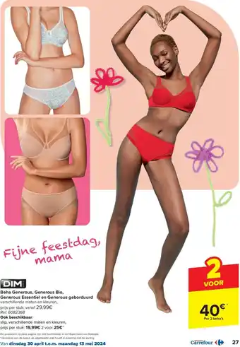 Carrefour Beha Generous, Generous Bio, Generous Essentiel en Generous geborduurd aanbieding