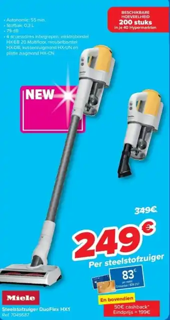 Carrefour Miele Steelstofzuiger DuoFlex HX1 aanbieding