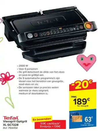 Carrefour Tefal Vleesgrill Optigrill aanbieding