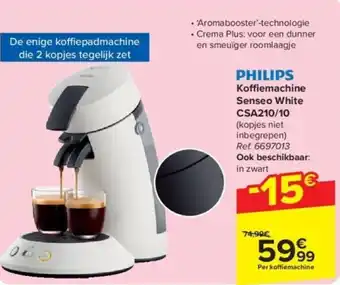 Carrefour PHILIPS Koffiemachine Senseo White CSA210/10 aanbieding