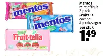 Wibra Mentos mint of fruit 3-pack aanbieding