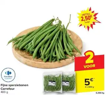 Carrefour Fijne sperziebonen Carrefour 400 g aanbieding