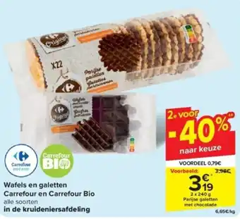 Carrefour Wafels en galetten 2 x 240g aanbieding