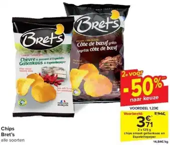 Carrefour Chips Bret's 2 x 125g aanbieding
