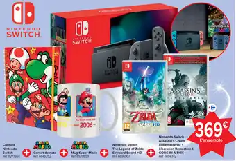 Carrefour Nintendo Switch Console + Carnet de note + Mug Super Mario + The Legend of Zelda Skyward Sword HD + aanbieding