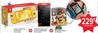 Carrefour Console Nintendo Switch Lite + Nintendo Switch Lite ecran de protection + Mug Super Mario aanbieding