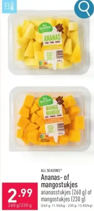 ALDI ALL SEASONS Ananas-of mangostukjes aanbieding