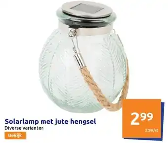 Action Solarlamp met jute hengsel aanbieding