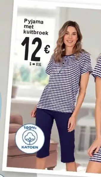 Cora Pyjama met kuitbroek aanbieding