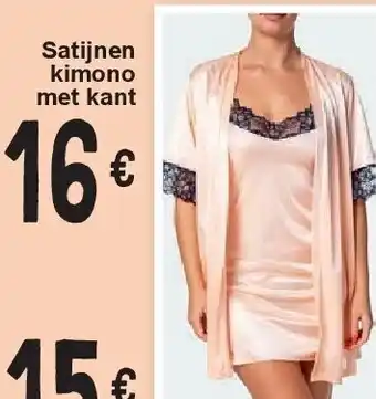 Cora Satijnen kimono met kant aanbieding