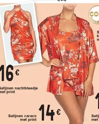 Cora Satijnen caraco met print aanbieding