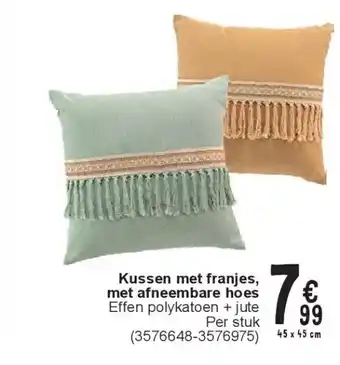 Cora Kussen met franjes, met afneembare hoes aanbieding