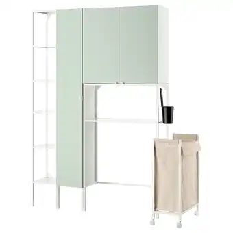 IKEA Enhet Opbergcombinatie, wit/bleek grijsgroen, 140x32x204 cm aanbieding