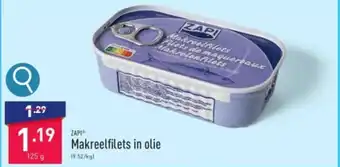 ALDI Makreelfilets in olie 125 g aanbieding