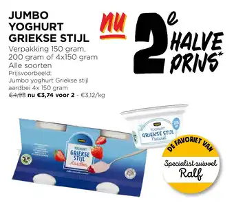 Jumbo Jumbo yoghurt Griekse stijl aardbei 4x 150 gram aanbieding